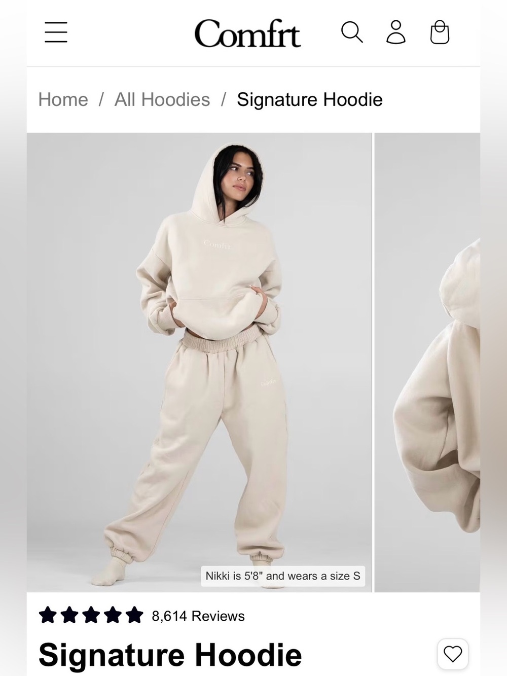 NWT Comfrt Signature Hoodie in Bone - Picture 9 of 10